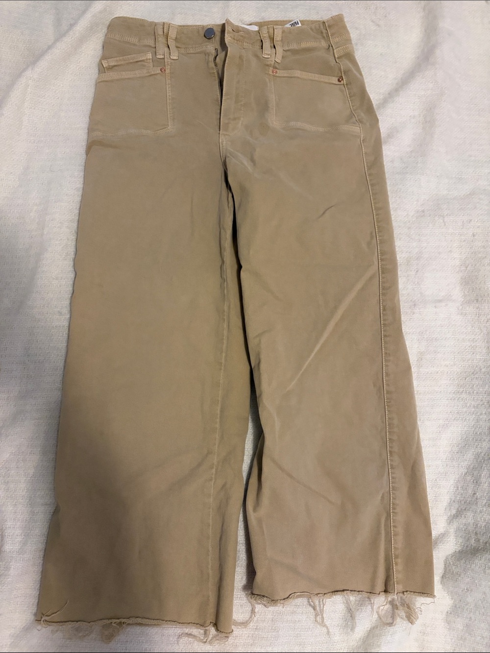 Paige Wide Leg Cotton Pants in Light Khaki